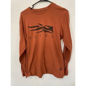 Sitka Gear Shirt Logo Long Sleeve Shirt Men's Size Small Red Orange Hunting